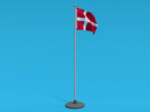 Low Poly Seamless Animated Denmark Flag 3D Model