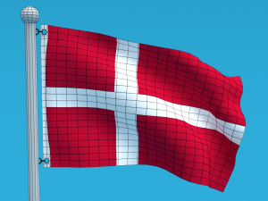 Low Poly Seamless Animated Denmark Flag 3D Model