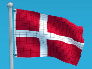 Low Poly Seamless Animated Denmark Flag 3D Model