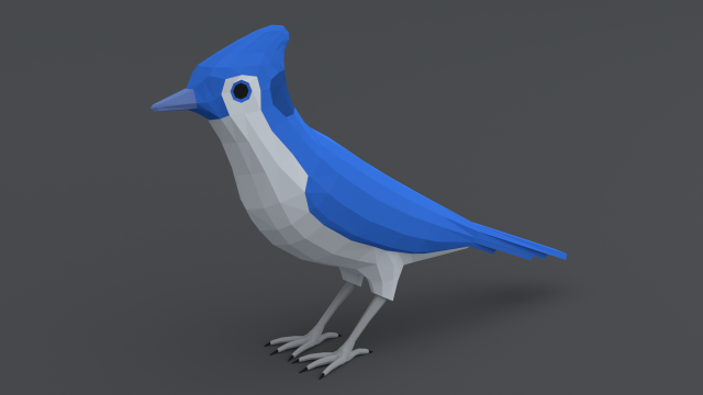 Low Poly Cartoon Blue Jay V 3D Model .c4d .max .obj .3ds .fbx .stl .blend 