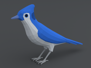 Low Poly Cartoon Blue Jay V 3D 모델