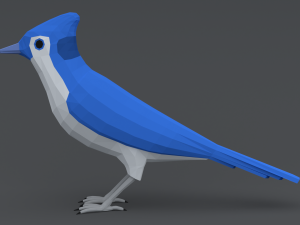 Low Poly Cartoon Blue Jay V 3D Model