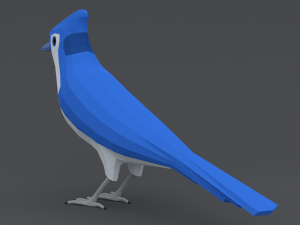 Low Poly Cartoon Blue Jay V 3D Model