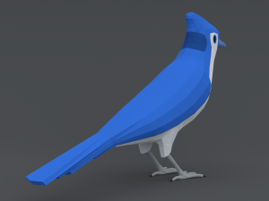 Low Poly Cartoon Blue Jay V 3D Model