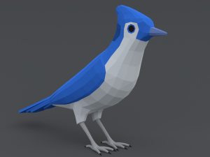 Low Poly Cartoon Blue Jay V 3D Model