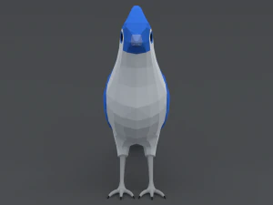 Low Poly Cartoon Blue Jay V 3D Model