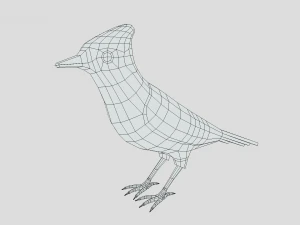 Low Poly Cartoon Blue Jay V 3D Model