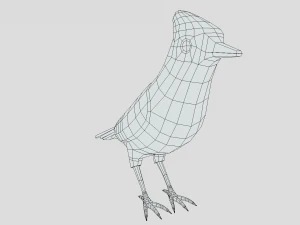Low Poly Cartoon Blue Jay V 3D Model