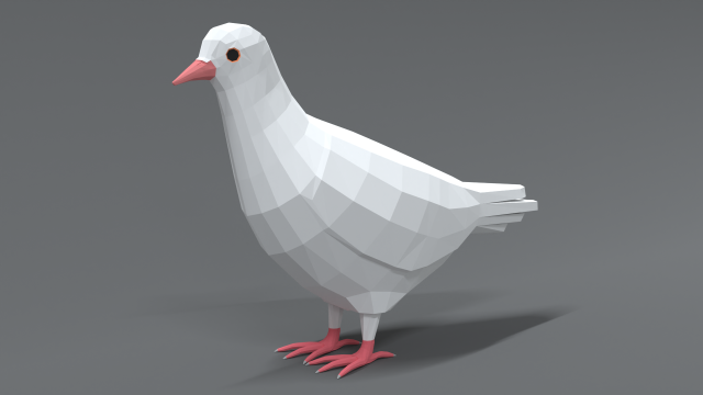 Low Poly Cartoon White Pigeon Model 3D .c4d .max .obj .3ds .fbx .stl .blend 