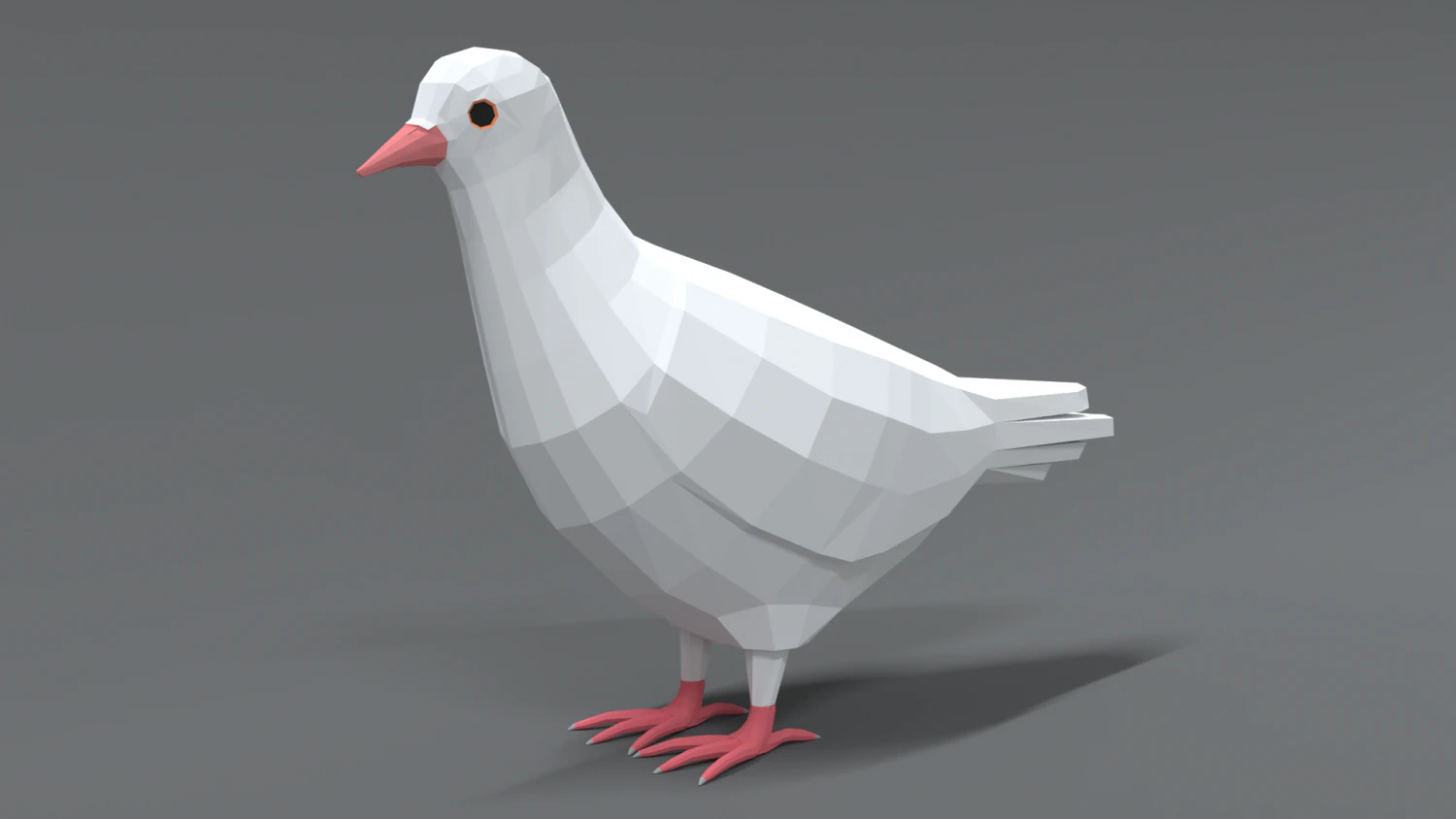 Low Poly Cartoon White Pigeon 3D Model .c4d .max .obj .3ds .fbx .stl .blend 