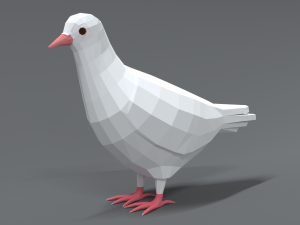 Low Poly Cartoon White Pigeon 3D 모델