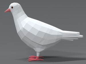 Low Poly Cartoon White Pigeon Model 3D