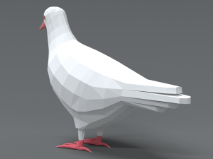 Low Poly Cartoon White Pigeon Model 3D