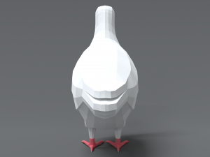 Low Poly Cartoon White Pigeon Model 3D