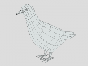 Low Poly Cartoon White Pigeon Model 3D