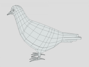 Low Poly Cartoon White Pigeon Model 3D