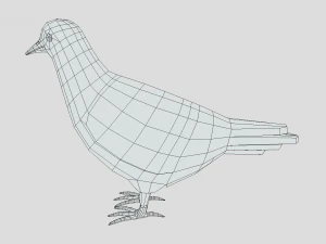 Low Poly Cartoon White Pigeon 3D Model
