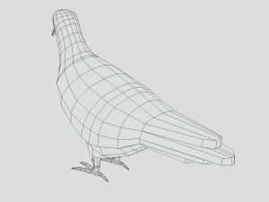 Low Poly Cartoon White Pigeon Model 3D