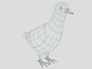 Low Poly Cartoon White Pigeon Model 3D