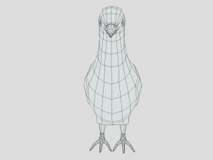 Low Poly Cartoon White Pigeon Model 3D