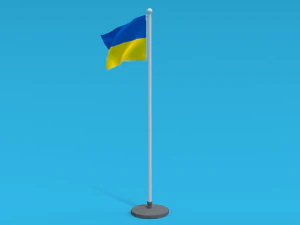 Low Poly Seamless Animated Ukraine Flag 3D Model