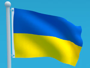 Low Poly Seamless Animated Ukraine Flag 3D Model