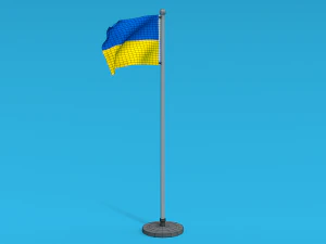Low Poly Seamless Animated Ukraine Flag 3D Model