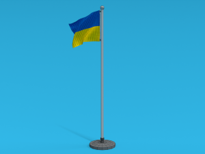 Low Poly Seamless Animated Ukraine Flag 3D Model