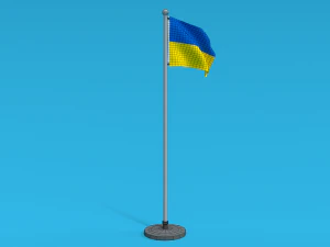 Low Poly Seamless Animated Ukraine Flag 3D Model