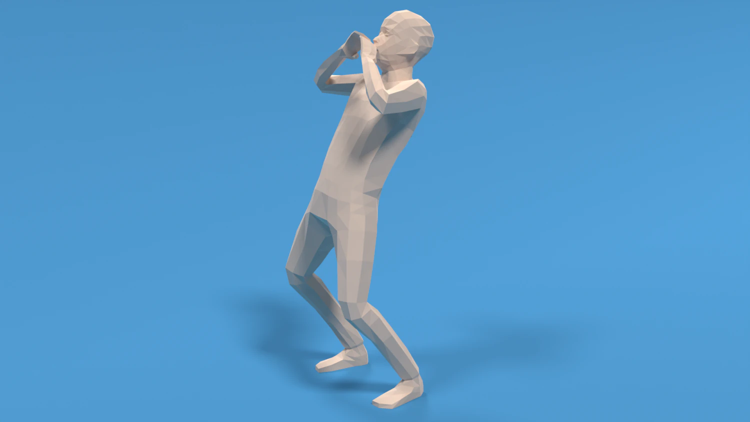 Low Poly Kid Yelling 3D Model .c4d .max .obj .3ds .fbx .stl .blend