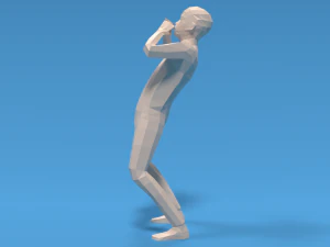 Low Poly Kid Yelling 3D Model