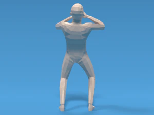 Low Poly Kid Yelling 3D Model