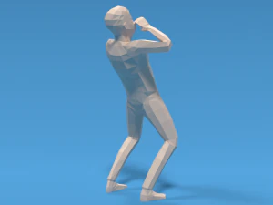 Low Poly Kid Yelling 3D Model