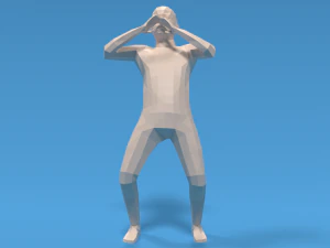 Low Poly Kid Yelling 3D Model