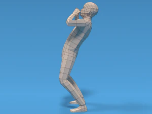 Low Poly Kid Yelling 3D Model