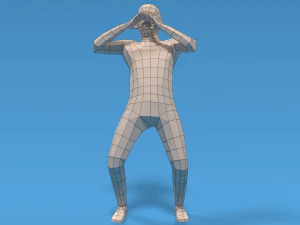 Low Poly Kid Yelling 3D Model