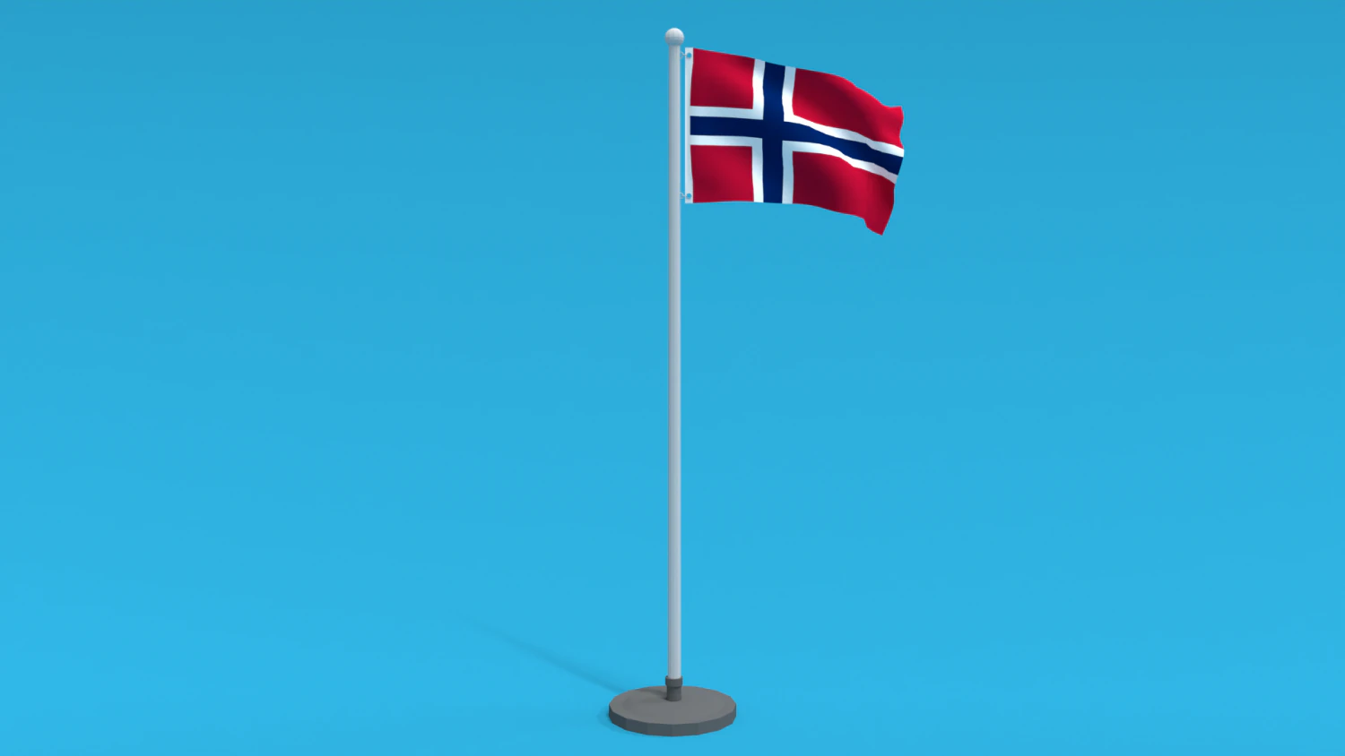 Low Poly Seamless Animated Norway Flag 3D Model .c4d .max .obj .3ds .fbx .stl .blend