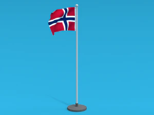 Low Poly Seamless Animated Norway Flag 3D Model