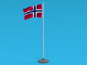 Low Poly Seamless Animated Norway Flag 3D Model
