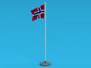 Low Poly Seamless Animated Norway Flag 3D Model