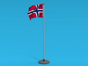Low Poly Seamless Animated Norway Flag 3D Model