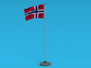 Low Poly Seamless Animated Norway Flag 3D Model