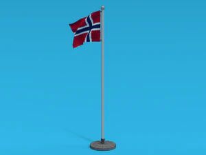 Low Poly Seamless Animated Norway Flag 3D Model
