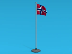 Low Poly Seamless Animated Norway Flag 3D Model