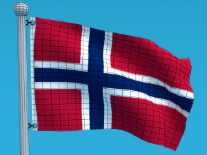 Low Poly Seamless Animated Norway Flag 3D Model