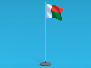 Low Poly Seamless Animated Madagascar Flag 3D Model