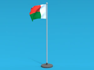 Low Poly Seamless Animated Madagascar Flag 3D Model