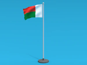 Low Poly Seamless Animated Madagascar Flag 3D Model