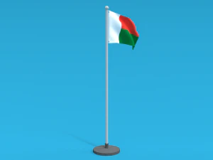 Low Poly Seamless Animated Madagascar Flag 3D Model