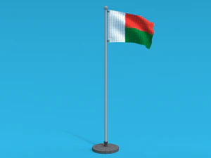 Low Poly Seamless Animated Madagascar Flag 3D Model